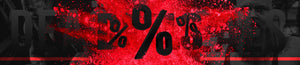 Banner: Prozentzeichen vor Explosion mit rotem Pulver