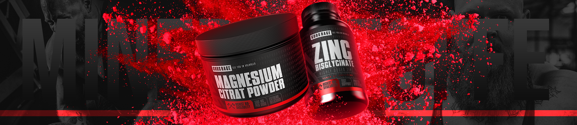 Banner: Magnesium Citrat Powder und Zinc Bisglycinate